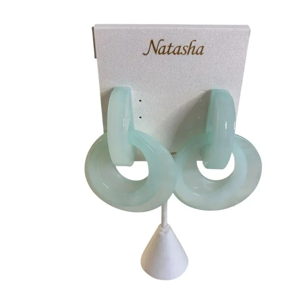 Natasha Translucent Mint Green Interlocking Hoop Earrings.